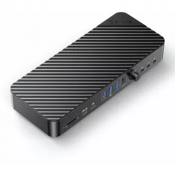 ORICO USB-C 10 Gbps telakointiasema, 2x DP 4K, HDMI 4K, PD 60W, 6x USB-A, SD/TF-kortinlukija, ääni (DKA20-V1-EU-BK-EP)