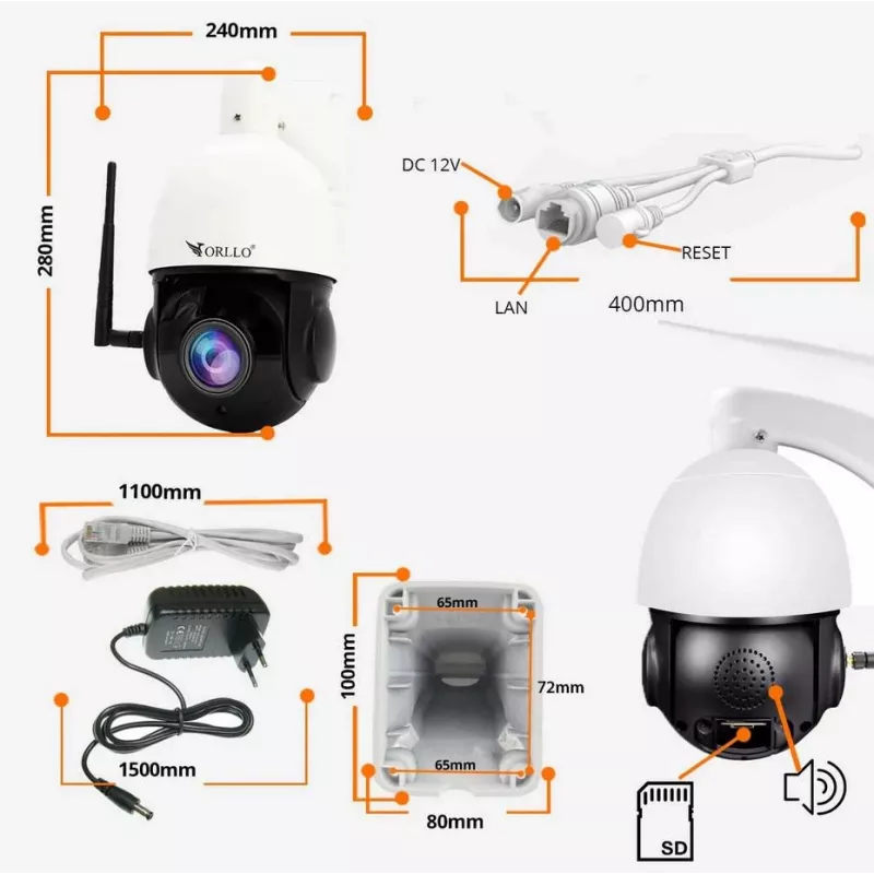 ORLLO Z10 ulko-PTZ IP WLAN -kamera 4MP 18x zoom