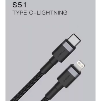 ORSEN S51 Type-C - Lightning 3A 1 m musta