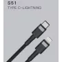 ORSEN S51 Type-C - Lightning 3A 1 m musta