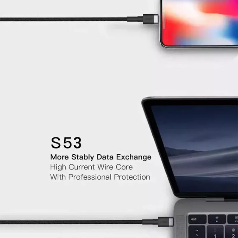 ORSEN S53 USB-C - USB-C -kaapeli 3A 1 m musta