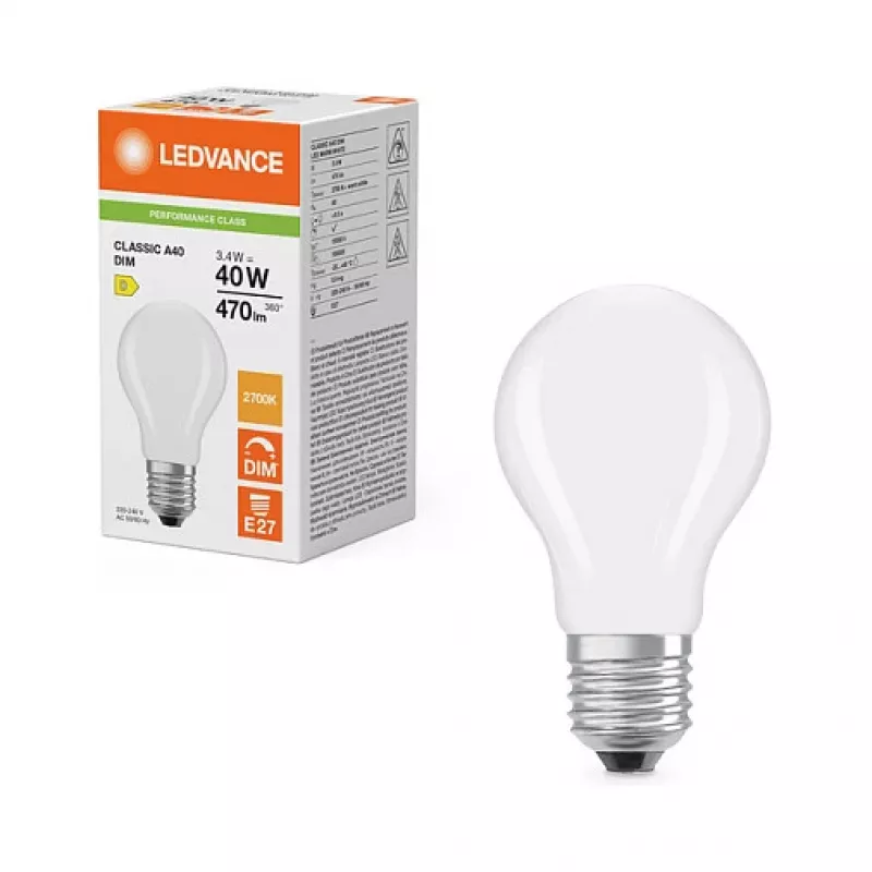 OSRAM LED Classic A 40 Filament DIM P 3.4W 827 matta himmennettävä LED-lamppu