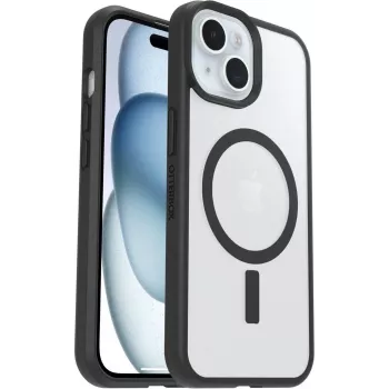 OtterBox React MagSafe -kotelo iPhone 16e/15/14/13 - kirkas/musta