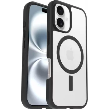 OtterBox React Series MagSafe-kotelo iPhone 16 - Black Crystal (läpinäkyvä/musta)