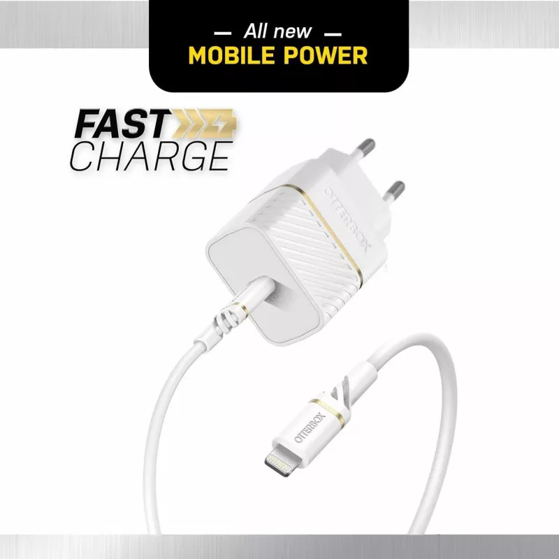 OtterBox seinälaturi 20W USB-C PD 3.0 Cloud Dust White