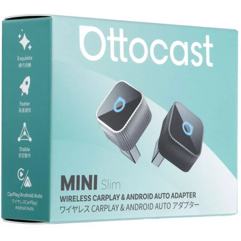 OTTOCAST Mini Cube T2 langaton CarPlay & Android Auto -sovitin (Bluetooth/Wi-Fi)