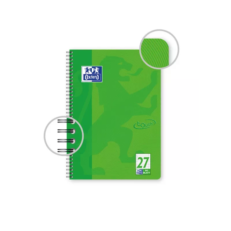 Oxford TOUCH harjoitusvihko - vihreä - A4+ - 80 arkkia - 90 g/m² - viivoitettu