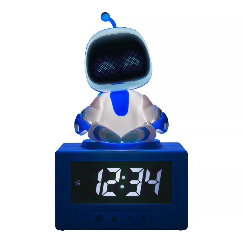 Paladone AstroBot Icon -herätyskello – harmaa/valkoinen, digitaalinen LCD-robottiherätyskello torkkutoiminnolla
