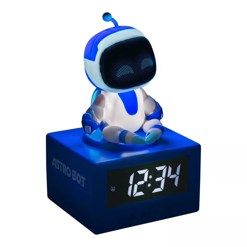 Paladone AstroBot Icon -herätyskello – harmaa/valkoinen, digitaalinen LCD-robottiherätyskello torkkutoiminnolla
