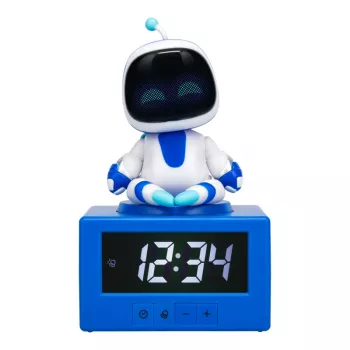 Paladone AstroBot Icon -herätyskello – harmaa/valkoinen, digitaalinen LCD-robottiherätyskello torkkutoiminnolla