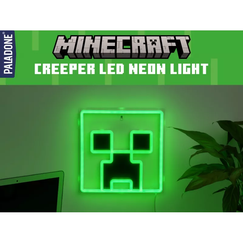 Paladone Minecraft Creeper seinälle asennettava LED-neonvalo
