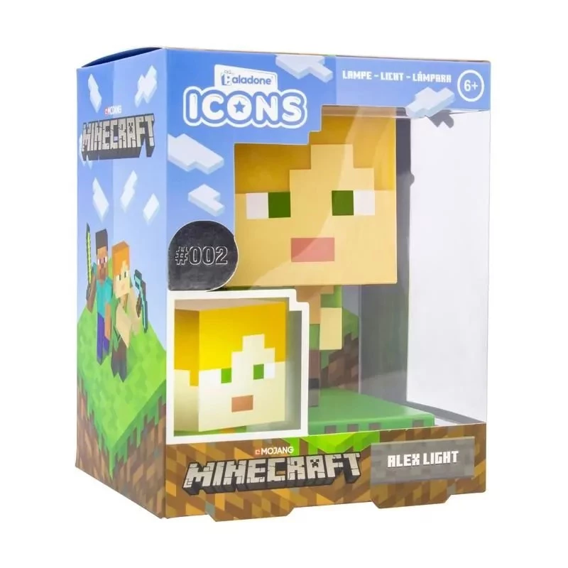 Paladone PP6591MCF Minecraft Alex Icon Light - USB-käyttöinen LED-yövalo, monivärinen vaihtuva