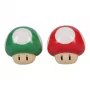 Paladone Super Mario Mushroom suola- ja pippurisirotin-setti (punainen Super-sieni & vihreä 1-Up-sieni)