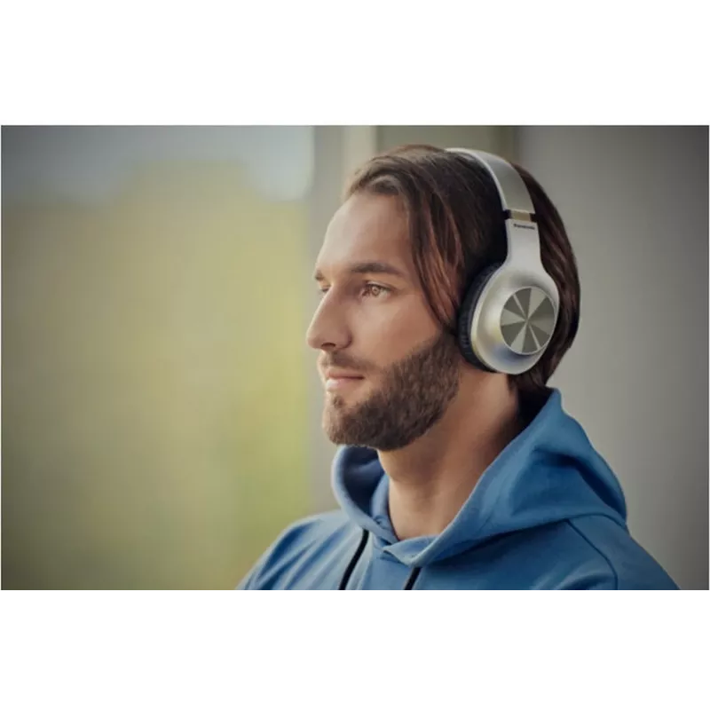 Panasonic RB-HX220BDES langattomat on-ear-kuulokkeet, Bluetooth, mikrofoni, XBS, hopea