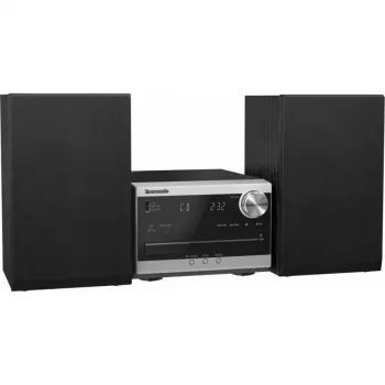 Panasonic SC-PM272EG-S mikro-hifi-järjestelmä CD:llä, Bluetoothilla, DAB/DAB+ radiolla, USB:lla ja AUX:lla - hopea (20 W RMS)