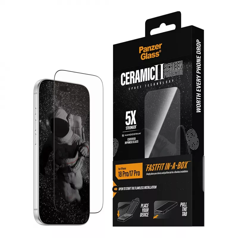 PanzerGlass keraaminen näytönsuojakalvo iPhone 17 Pro -puhelimeen FastFit In-A-Box