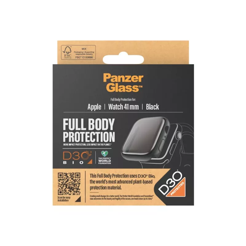 PanzerGlass Full Body Apple Watch 7/8/9 41mm D3O musta
