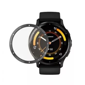 PanzerGlass näytönsuoja Garmin Venu 3 -kellolle - musta kehys, karkaistu lasi, 9H-kovuus, antibakteerinen, oleofobinen, koko näytön peittävä