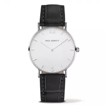 Paul Hewitt Sailor Line unisex-kvartsikello 39 mm ruostumaton teräs mesh-ranneke hopea valkoinen hiekkataulu PH-SA-SSTW15S
