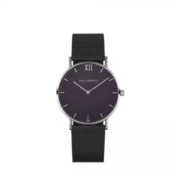 PAUL HEWITT unisex-kello Sailor Line 39 mm ruostumaton teräs mesh musta PHSASSTB5M101