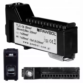 PAWBOL E.4136C ruuviton riviliitin LZB, 6-napainen, 2,5 mm², 450 V, 24 A, musta