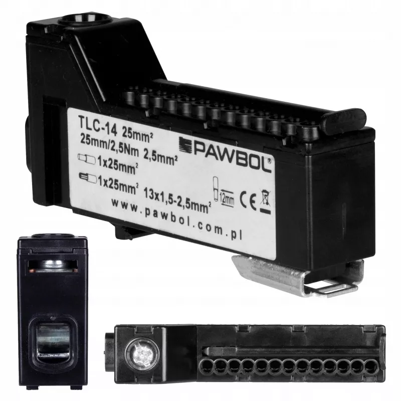 PAWBOL E.4136C ruuviton riviliitin LZB, 6-napainen, 2,5 mm², 450 V, 24 A, musta