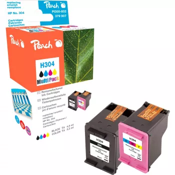 Peach PI300-802 2 kpl:n pakkaus yhteensopivia mustepatruunoita HP 304 (musta & kolmivärinen)