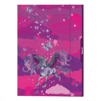Pelikan Unicorn piirustuskansio DIN A3, tukeva kartonki glitter-efektillä, 1 kpl