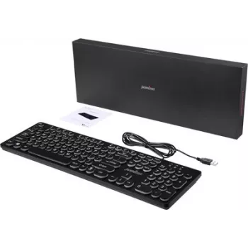 Perixx PERIBOARD-317 R DE B langallinen USB-näppäimistö, saksalainen QWERTZ-asettelu, valkoinen LED-taustavalo, musta 12011