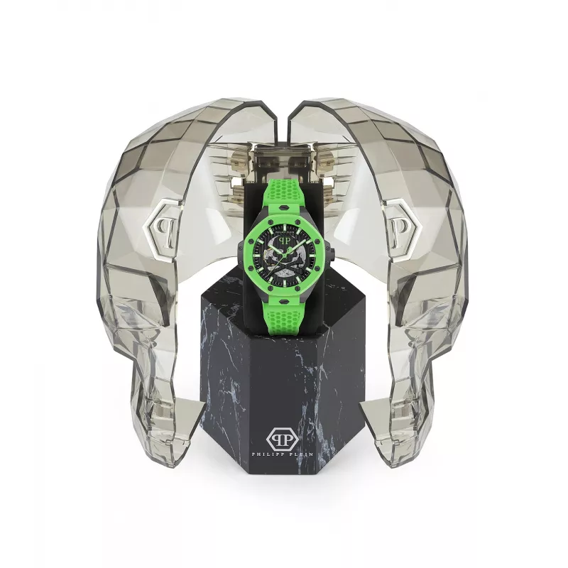 Philipp Plein miesten automaattinen kello PWPFA0624 46mm ruostumaton teräs musta silikoni