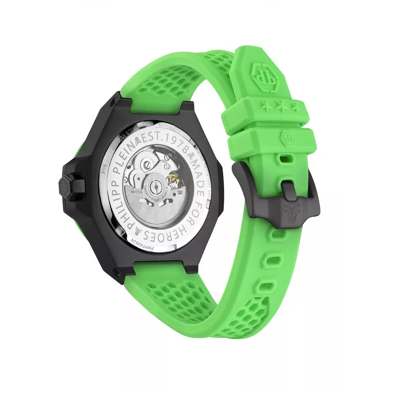 Philipp Plein miesten automaattinen kello PWPFA0624 46mm ruostumaton teräs musta silikoni