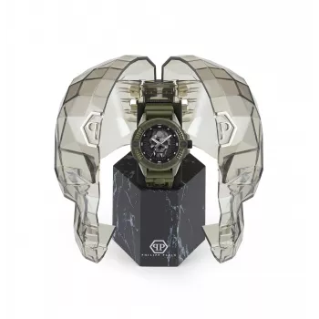 Philipp Plein miesten automaattinen skeletonkello PWUBA0423 44 mm musta silikoni