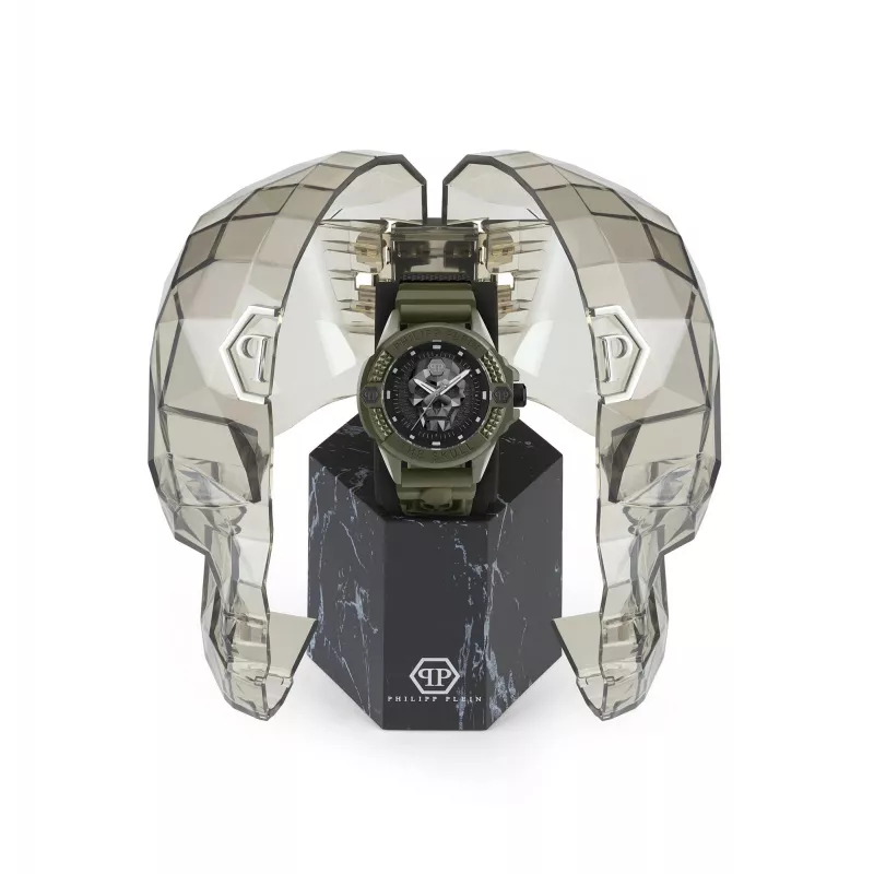 Philipp Plein miesten automaattinen skeletonkello PWUBA0423 44 mm musta silikoni