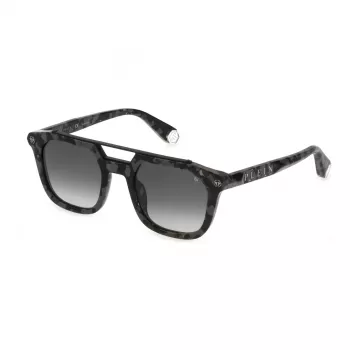 Philipp Plein miesten aurinkolasit SPP001M510721 - musta asetaattikehys, harmaat linssit, 51 mm
