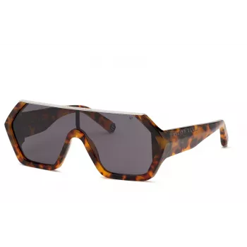 Philipp Plein miesten aurinkolasit SPP047990728 - musta asetaattikehys, harmaat polykarbonaattilinssit, UV400-suoja
