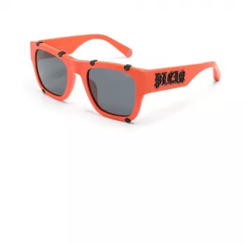 Philipp Plein SPP042W54V47F miesten suorakaiteen muotoiset aurinkolasit musta/harmaa 54/23/145 mm