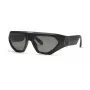 PHILIPP PLEIN SPP153-580U28 miesten suorakaiteen muotoiset aurinkolasit, kiiltävä musta asetaattikehys, savunharmaat polykarbonaattilinssit, 58 mm