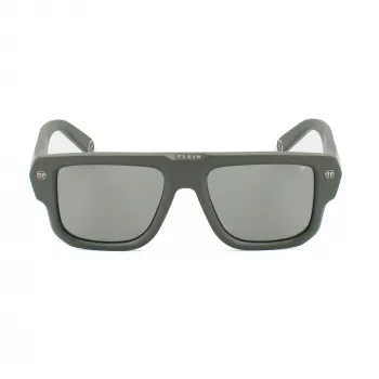 Philipp Plein SPP179-550Z29 miesten aurinkolasit, musta asetaattikehys, harmaat polykarbonaattilinssit, 55/18/145 mm