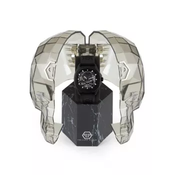 Philipp Plein The Skeleton automaattikello miesten PWRAA0923 42mm musta silikoni