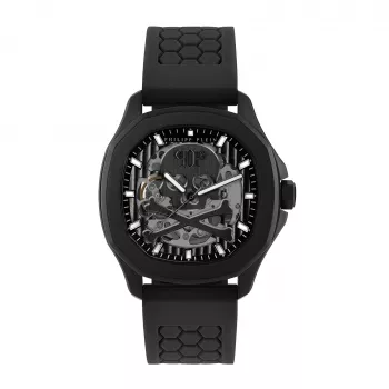 Philipp Plein The Skeleton automaattikello miesten PWRAA0923 42mm musta silikoni