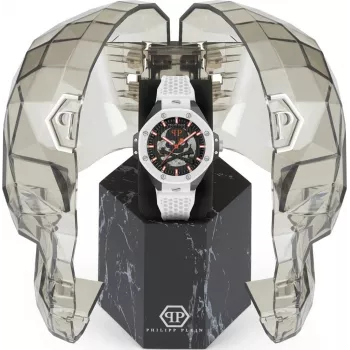 Philipp Plein The Skeleton miesten automaattikello PWPFA0724 46 mm musta silikoni