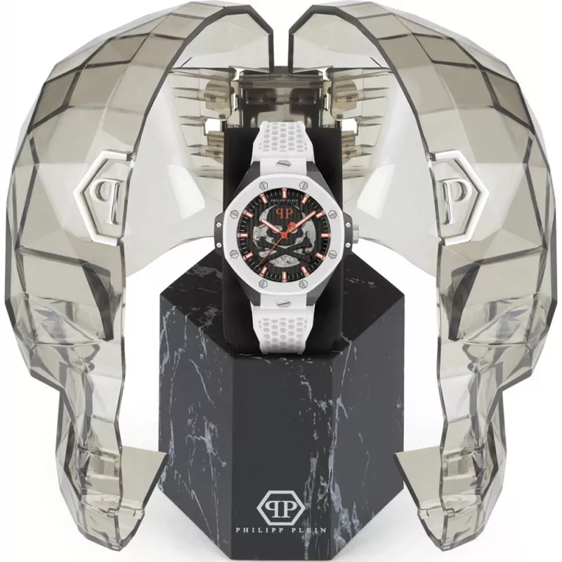 Philipp Plein The Skeleton miesten automaattikello PWPFA0724 46 mm musta silikoni