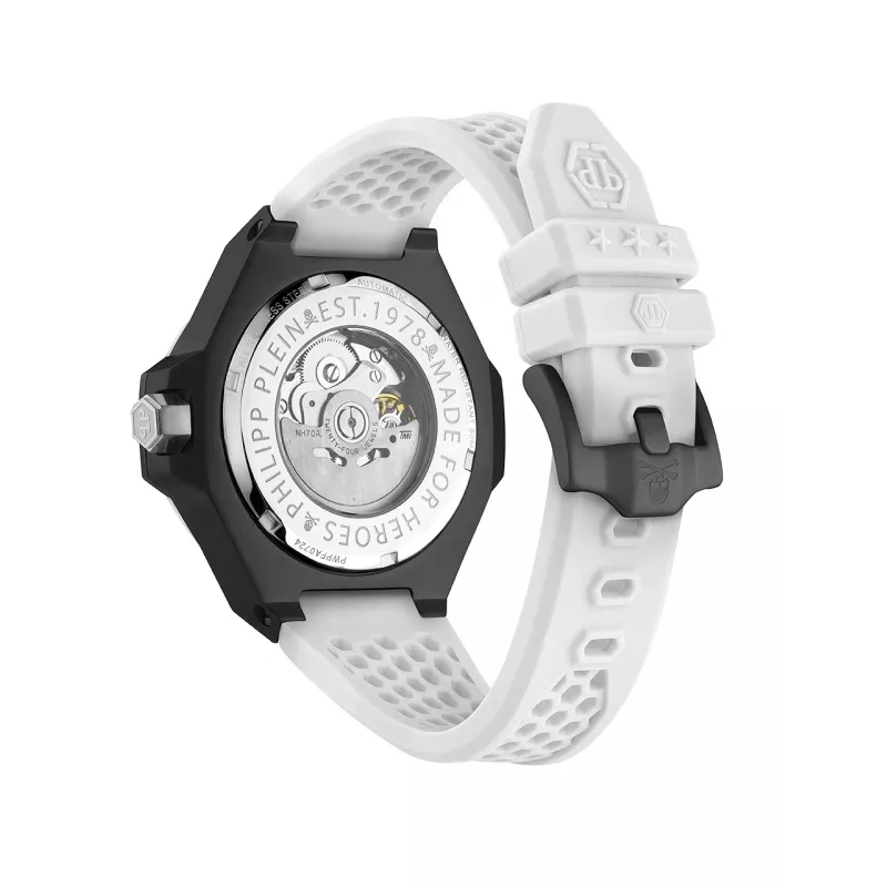 Philipp Plein The Skeleton miesten automaattikello PWPFA0724 46 mm musta silikoni