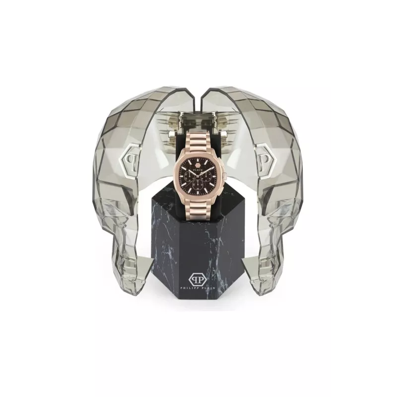Philipp Plein The Skeleton miesten kvartsikello PWSAA0623 44 mm musta silikoniranneke
