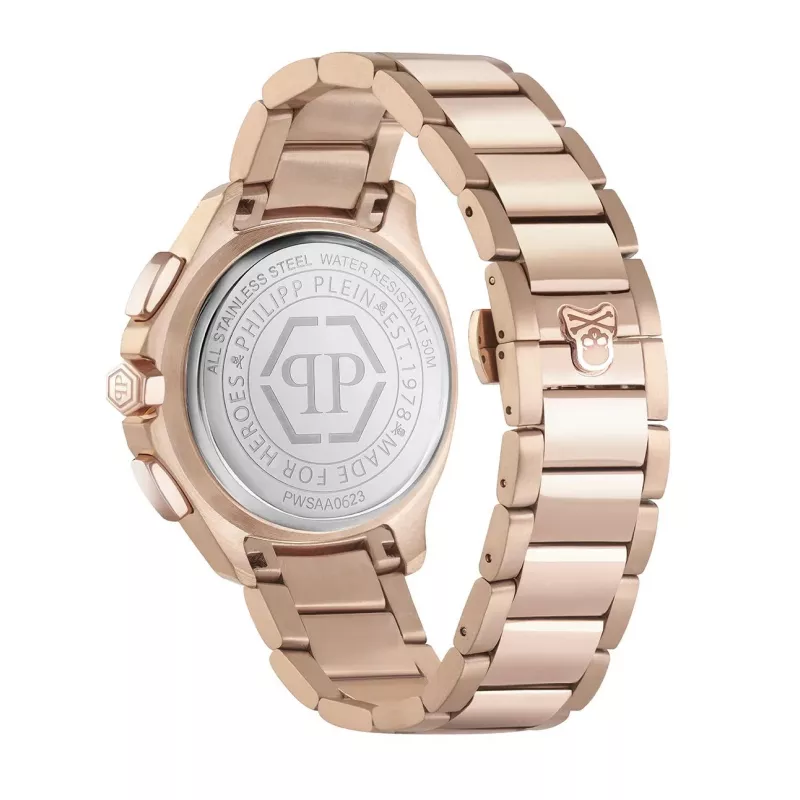 Philipp Plein The Skeleton miesten kvartsikello PWSAA0623 44 mm musta silikoniranneke