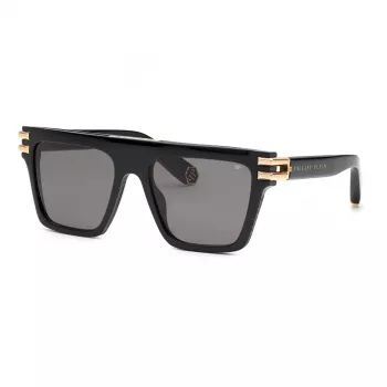 PHILIPP PLEIN unisex-aurinkolasit SPP108M560700 - musta kehys, harmaat linssit, 56 mm