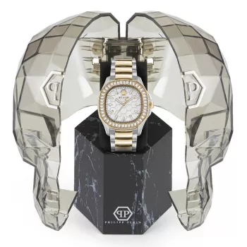 Philipp Plein naisten PWTAA0523 automaatti-skeleton-kello 38 mm rose gold -värinen ruostumaton teräs ja musta silikoni