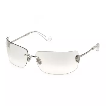 Philipp Plein naisten aurinkolasit SPP027V95579X - oversize musta kehys, harmaat linssit, UV400-suoja
