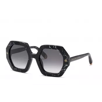 PHILIPP PLEIN naisten aurinkolasit SPP039M530869 - musta kehys, harmaat linssit, 53 mm