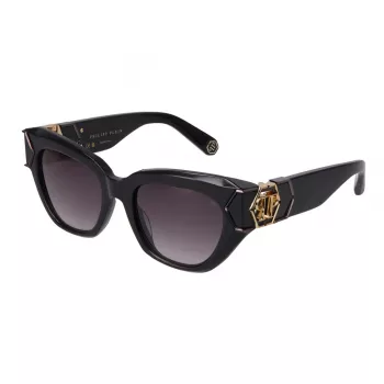 Philipp Plein naisten aurinkolasit SPP140M510700 - musta kehys, harmaat linssit, 51 mm